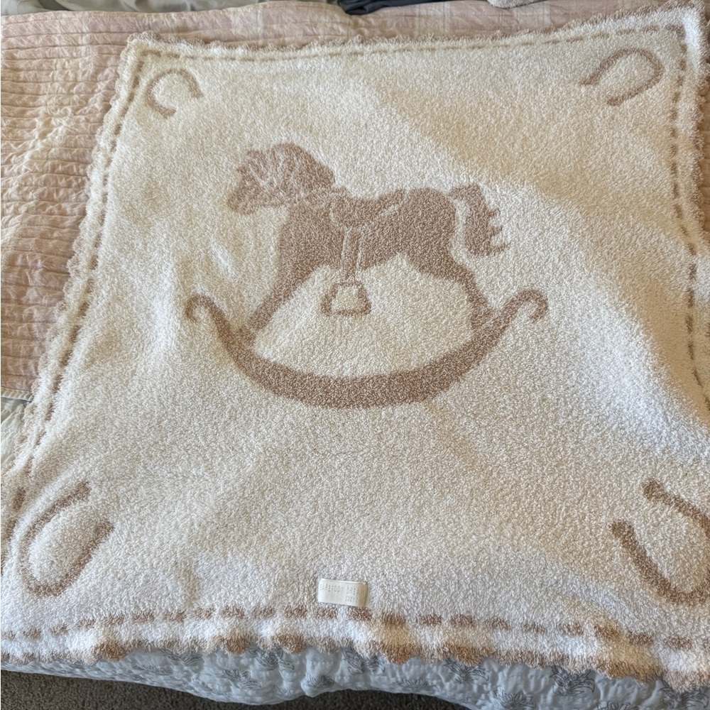 Barefoot Dreams Cream and Tan Rocking Horse Blanket